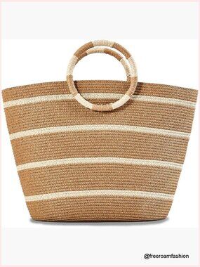 Large Woven Straw Tote Bag for Beach Travel Vacation Essentials